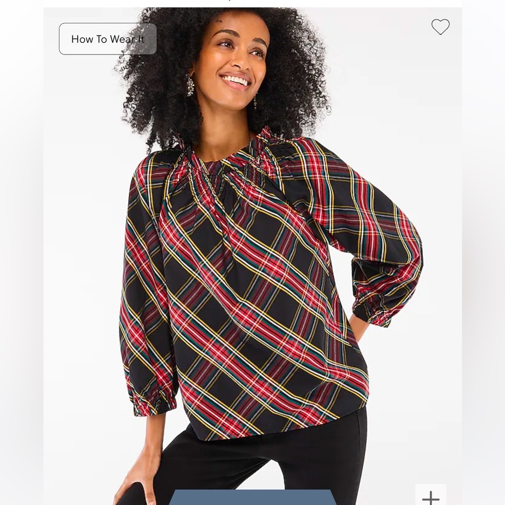 J. Crew Black and Red Plaid Blouse